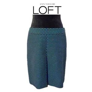 LOFT Blue and Black A-Line Skirt